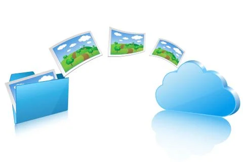 Upload documents to cloud computing Stock Illustration