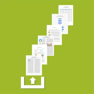 Upload documents or files to the internet. Upload process concept. Stock Illustration