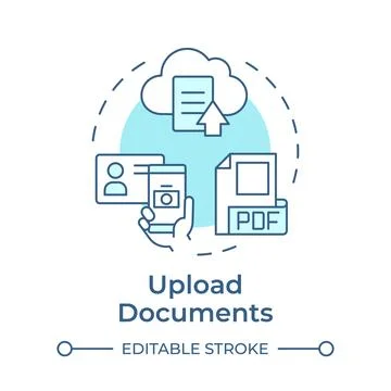 Upload documents soft blue concept icon Stock Illustration