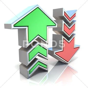 Upload download arrows icon 3D Stock Illustration