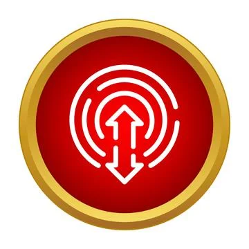 Upload download arrows in red button icon Stock Illustration