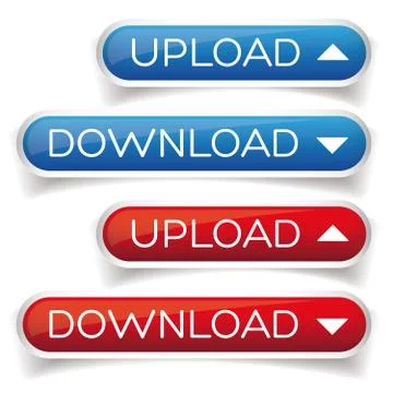 Upload Download button red and blue Stock Illustration