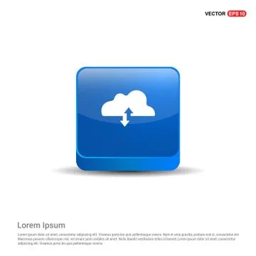 Upload Download Cloud Icon - 3d Blue Button Stock Illustration