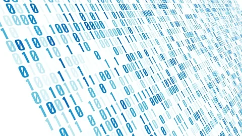 Upload download digital data in cyber space, white background and binary code Video stock 219585739