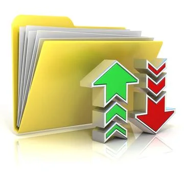 Upload, download folder icon Upload, download folder icon, isolated on whi... Foto stock