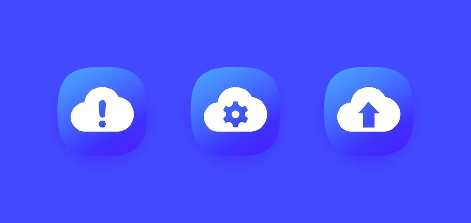 Upload error, cloud computing icons for apps Illustrazione stock