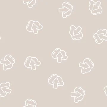 Upload file in cloud storage line vector seamless pattern 스톡 일러스트