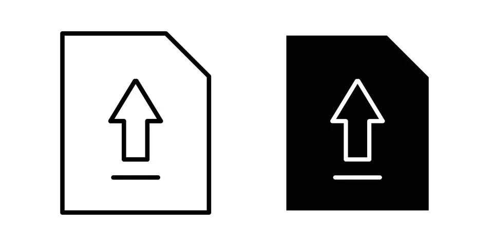 Upload file icon linear versions pack on white background Stock Illustration