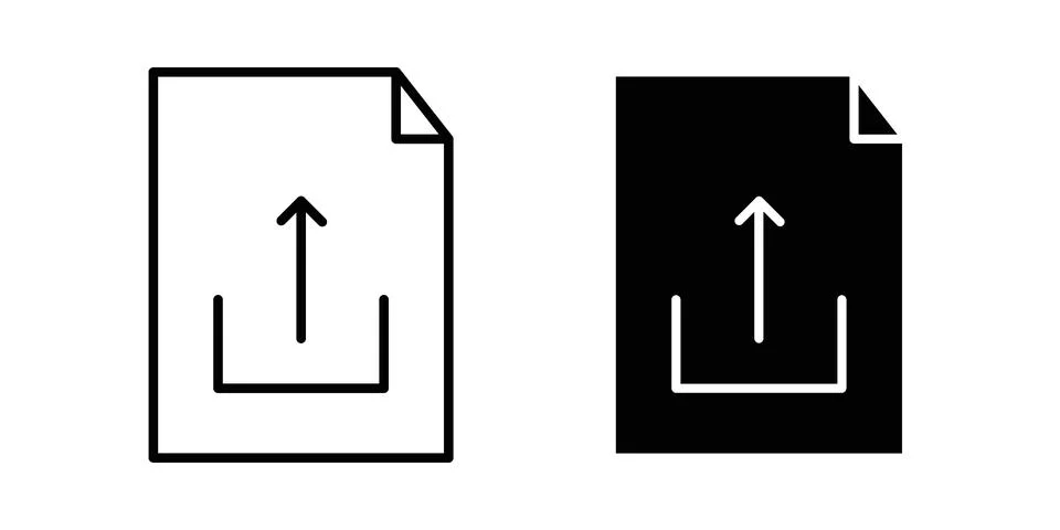 Upload file icon set modern line and solid style collection. Stock Illustration