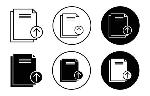 Upload file icon sign set in outline style graphics design Stock Illustration