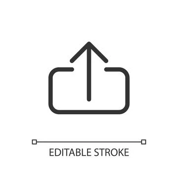 Upload file pixel perfect linear ui icon Stock Illustration