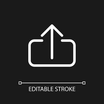 Upload file pixel perfect white linear ui icon for dark theme Stock Illustration