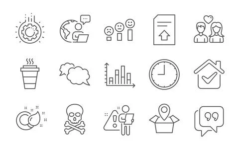 Upload file, Quote bubble and Paint brush icons set. Messenger, Chemical hazard Stock Illustration