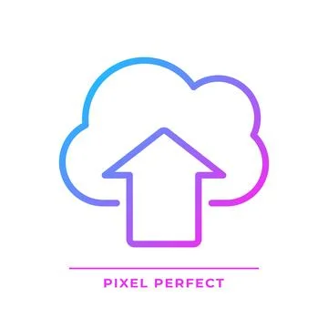 Upload files on cloud based storage pixel perfect gradient linear vector icon 스톡 일러스트