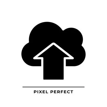 Upload files on cloud based storage black glyph icon イラスト素材