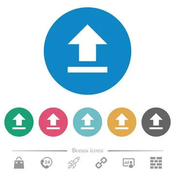 Upload flat round icons Stock Illustration