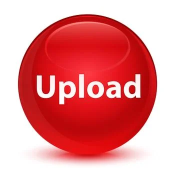 Upload glassy red round button Illustrazione stock