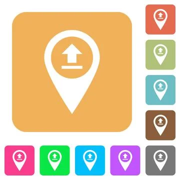 Upload GPS map location rounded square flat icons Stock Illustration