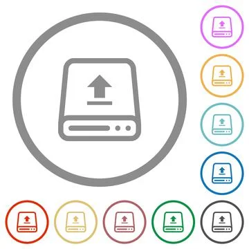 Upload from hard drive flat icons with outlines Stock Illustration