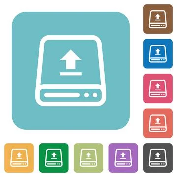 Upload from hard drive rounded square flat icons Stock Illustration