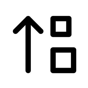 Upload icon with arrow and square boxes for user interface Stock Illustration