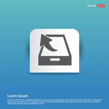 Upload icon. - Blue Sticker button Illustrazione stock