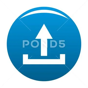 Upload icon blue vector Stock Illustration