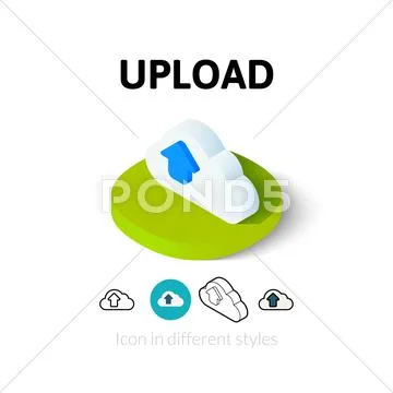 Upload icon in different style Stock Illustration