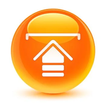 Upload icon glassy orange round button Stock Illustration