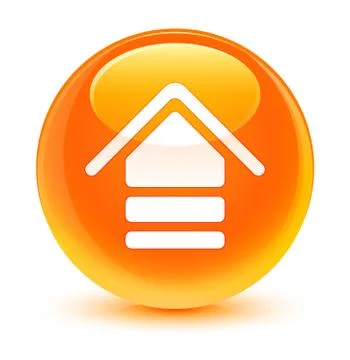 Upload icon glassy orange round button Illustrazione stock