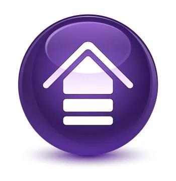 Upload icon glassy purple round button Stock Illustration