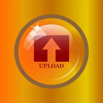 Upload icon. Internet button on colored background. . Stock Illustration