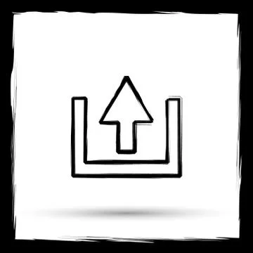 Upload icon. Internet button on white background. Outline design imitating pa Stock Illustration