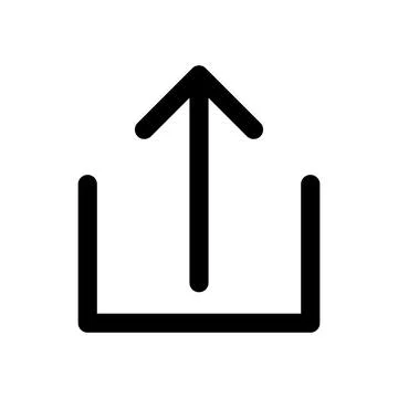 Upload icon line isolated on white background. Black flat thin icon on mode.. Illustrazione stock