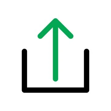 Upload icon line isolated on white background. Black flat thin icon on mode.. Illustrazione stock