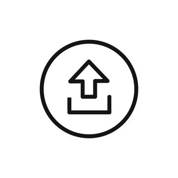 Upload Icon linear vector graphics sign Stock Illustration