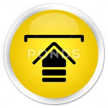Upload icon premium yellow round button Stock Illustration