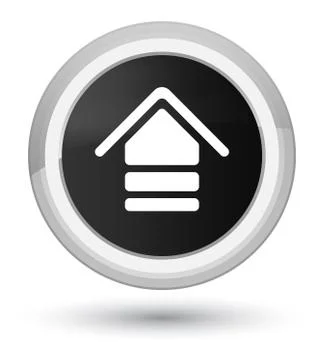 Upload icon prime black round button Illustrazione stock