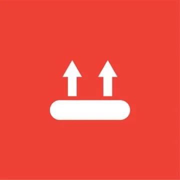 Upload Icon On Red Background. Red Flat Style Vector Illustration Stock Illustration