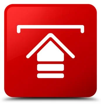 Upload icon red square button Illustrazione stock