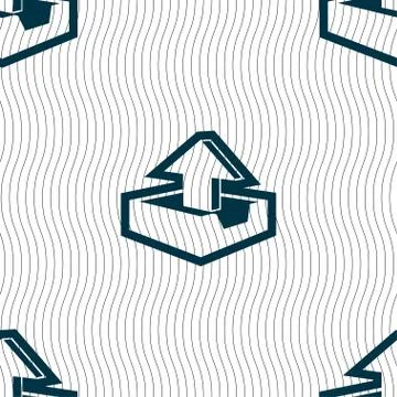 Upload icon sign. Seamless pattern with geometric texture. Vector Stock Illustration