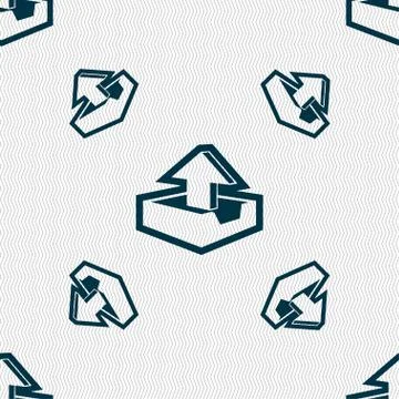 Upload icon sign. Seamless pattern with geometric texture. Vector 스톡 일러스트