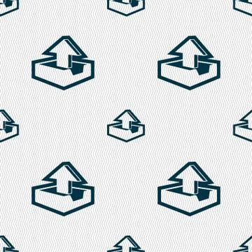 Upload icon sign. Seamless pattern with geometric texture. Vector Stock Illustration