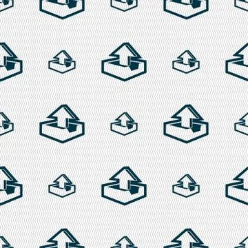 Upload icon sign. Seamless pattern with geometric texture. 스톡 일러스트