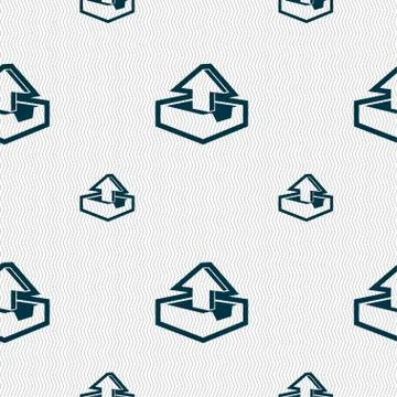 Upload icon sign. Seamless pattern with geometric texture. イラスト素材