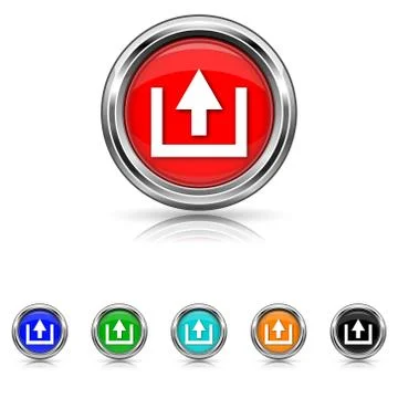 Upload icon - six colours set Stock Illustration