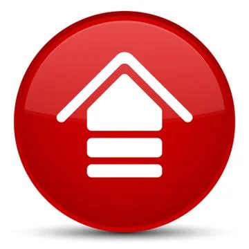 Upload icon special red round button Illustrazione stock