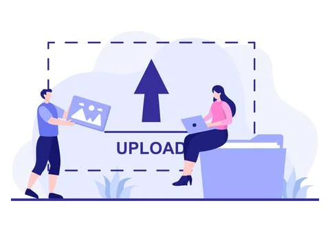Upload Image Background of Online Devices Information and Data to Social Netw Stock Illustration
