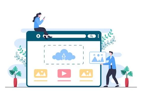 Upload Image Background of Online Devices Information and Data to Social Netw Stockillustratie