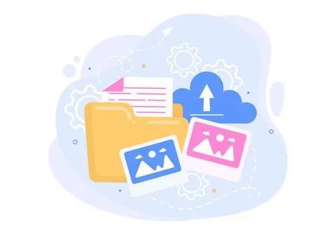 Upload Image Background of Online Devices Information and Data to Social Netw イラスト素材